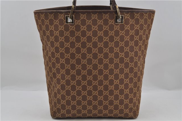 Authentic GUCCI Shoulder Tote Bag GG Canvas Leather 0021098 Brown 8282D