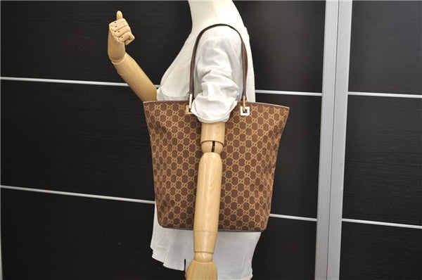 Authentic GUCCI Shoulder Tote Bag GG Canvas Leather 0021098 Brown 8282D