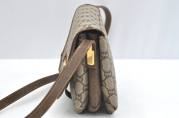 Authentic GUCCI GG Plus Shoulder Cross Body Bag GG PVC Leather Brown Junk 8292H