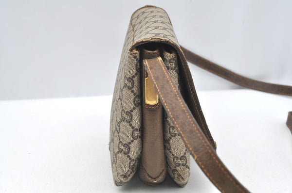 Authentic GUCCI GG Plus Shoulder Cross Body Bag GG PVC Leather Brown Junk 8292H