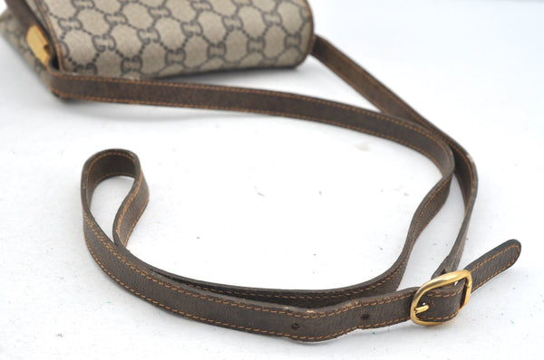Authentic GUCCI GG Plus Shoulder Cross Body Bag GG PVC Leather Brown Junk 8292H