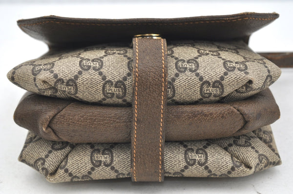 Authentic GUCCI GG Plus Shoulder Cross Body Bag GG PVC Leather Brown Junk 8292H