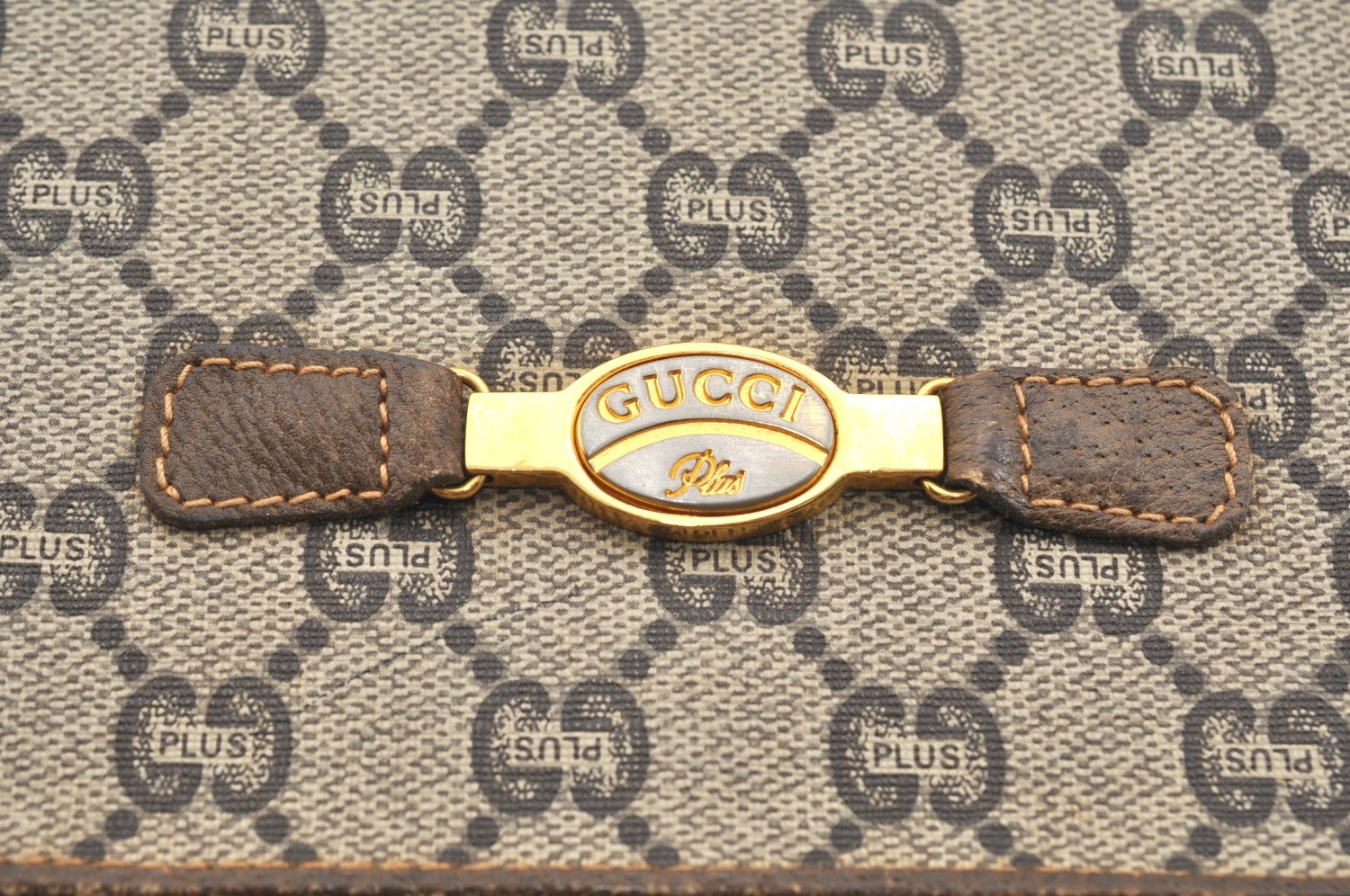 Authentic GUCCI GG Plus Shoulder Cross Body Bag GG PVC Leather Brown Junk 8292H