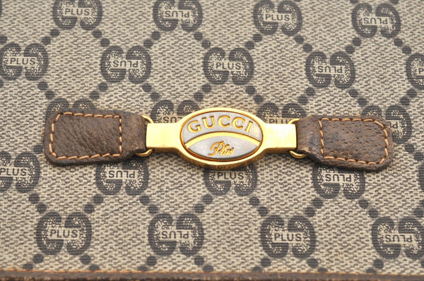 Authentic GUCCI GG Plus Shoulder Cross Body Bag GG PVC Leather Brown Junk 8292H
