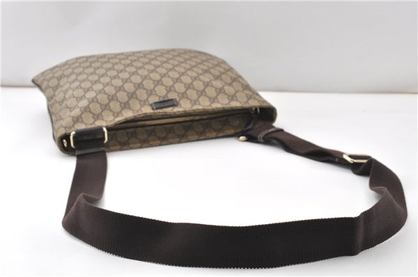 Authentic GUCCI Shoulder Cross Body Bag Purse GG PVC Leather 201446 Brown 8298F
