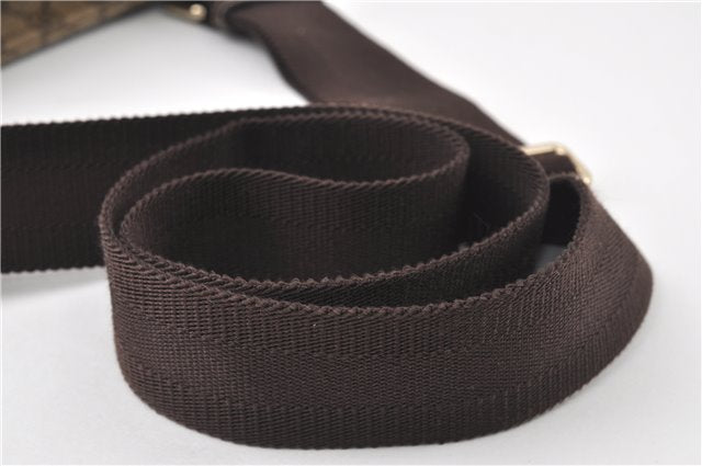 Authentic GUCCI Shoulder Cross Body Bag Purse GG PVC Leather 201446 Brown 8298F