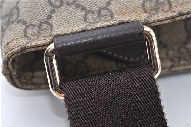 Authentic GUCCI Shoulder Cross Body Bag Purse GG PVC Leather 201446 Brown 8298F