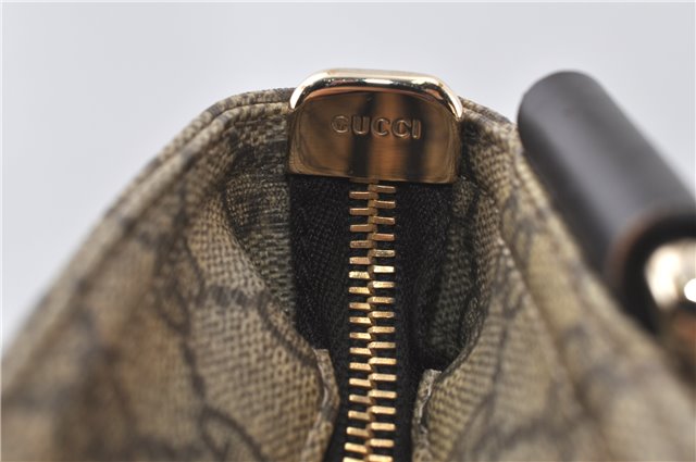 Authentic GUCCI Shoulder Cross Body Bag Purse GG PVC Leather 201446 Brown 8298F