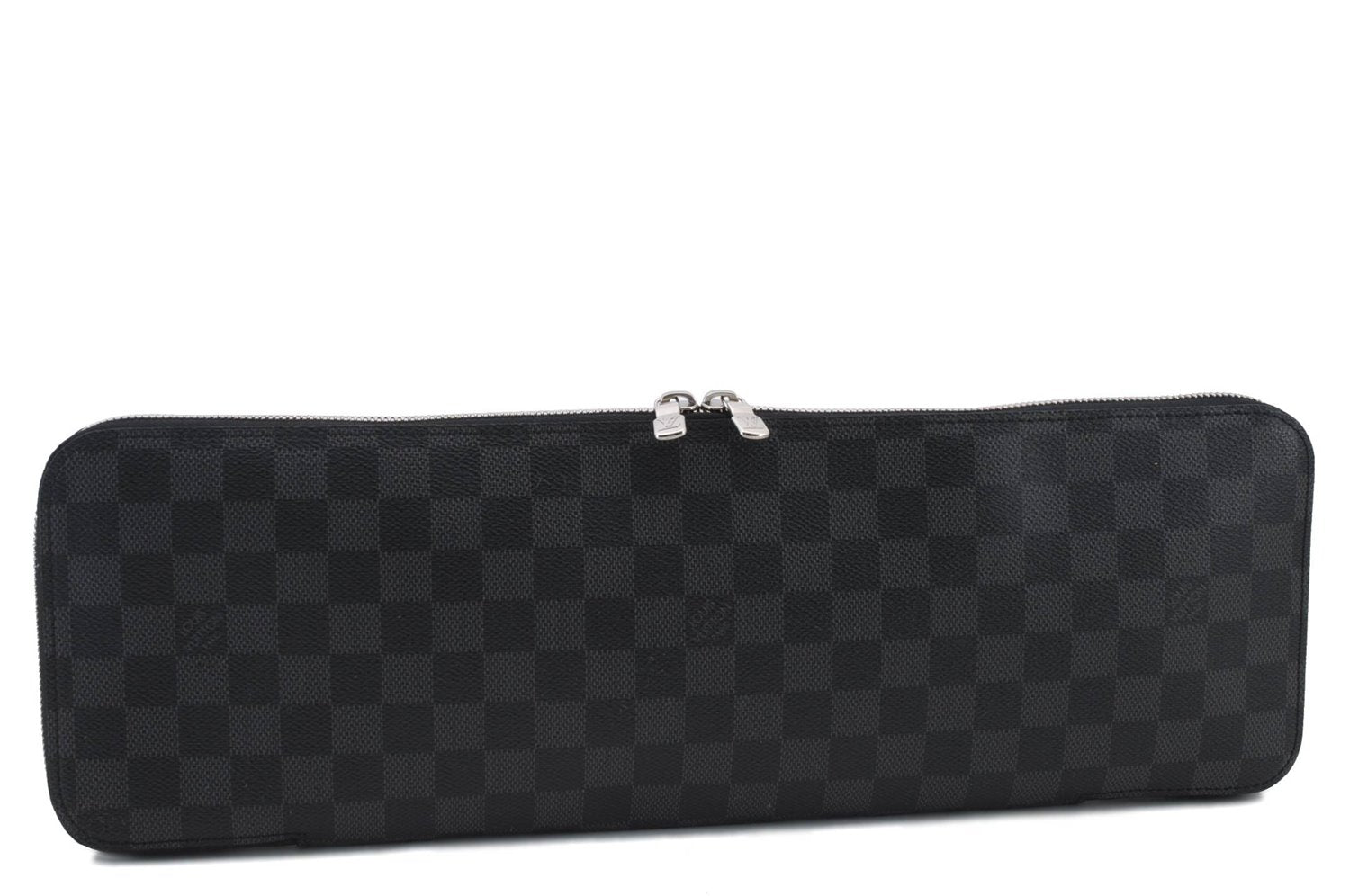 Authentic LOUIS VUITTON Damier Graphite Etui 5 Cravat Tie Case N41136 LV 8300C