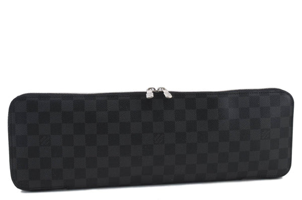 Authentic LOUIS VUITTON Damier Graphite Etui 5 Cravat Tie Case N41136 LV 8300C