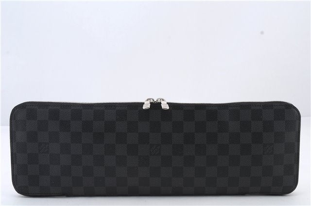 Authentic LOUIS VUITTON Damier Graphite Etui 5 Cravat Tie Case N41136 LV 8300C