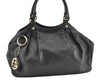 Authentic GUCCI Guccissima Sukey Shoulder Tote Bag GG Leather 211944 Black 8300F