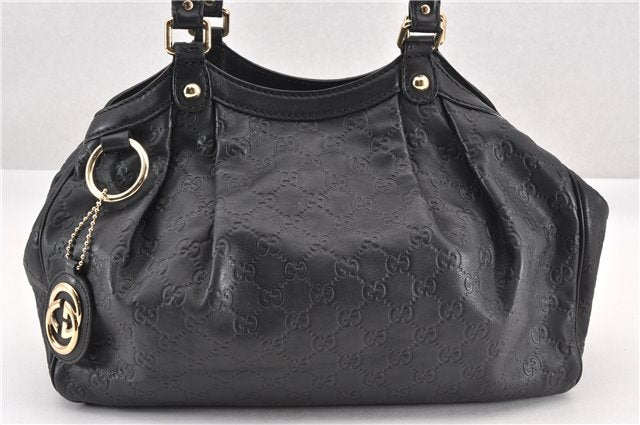 Authentic GUCCI Guccissima Sukey Shoulder Tote Bag GG Leather 211944 Black 8300F