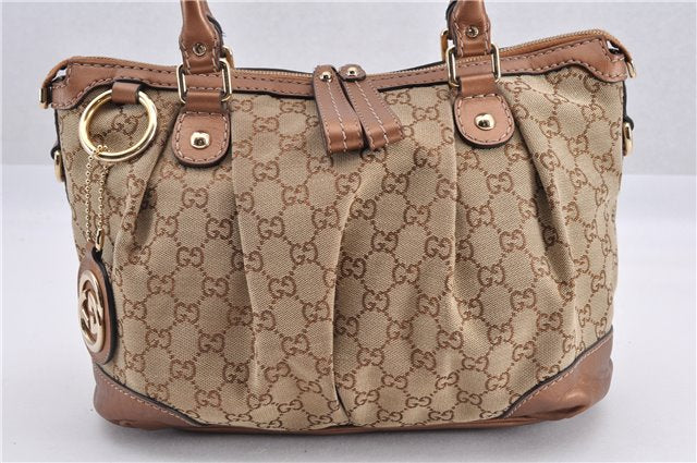 Authentic GUCCI Sukey 2Way Tote Bag GG Canvas Leather 247902 Brown 8301F