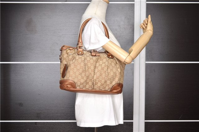 Authentic GUCCI Sukey 2Way Tote Bag GG Canvas Leather 247902 Brown 8301F