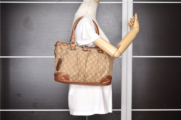 Authentic GUCCI Sukey 2Way Tote Bag GG Canvas Leather 247902 Brown 8301F