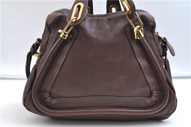 Authentic Chloe Paraty Medium 2Way Shoulder Hand Bag Purse Leather Brown 8302E