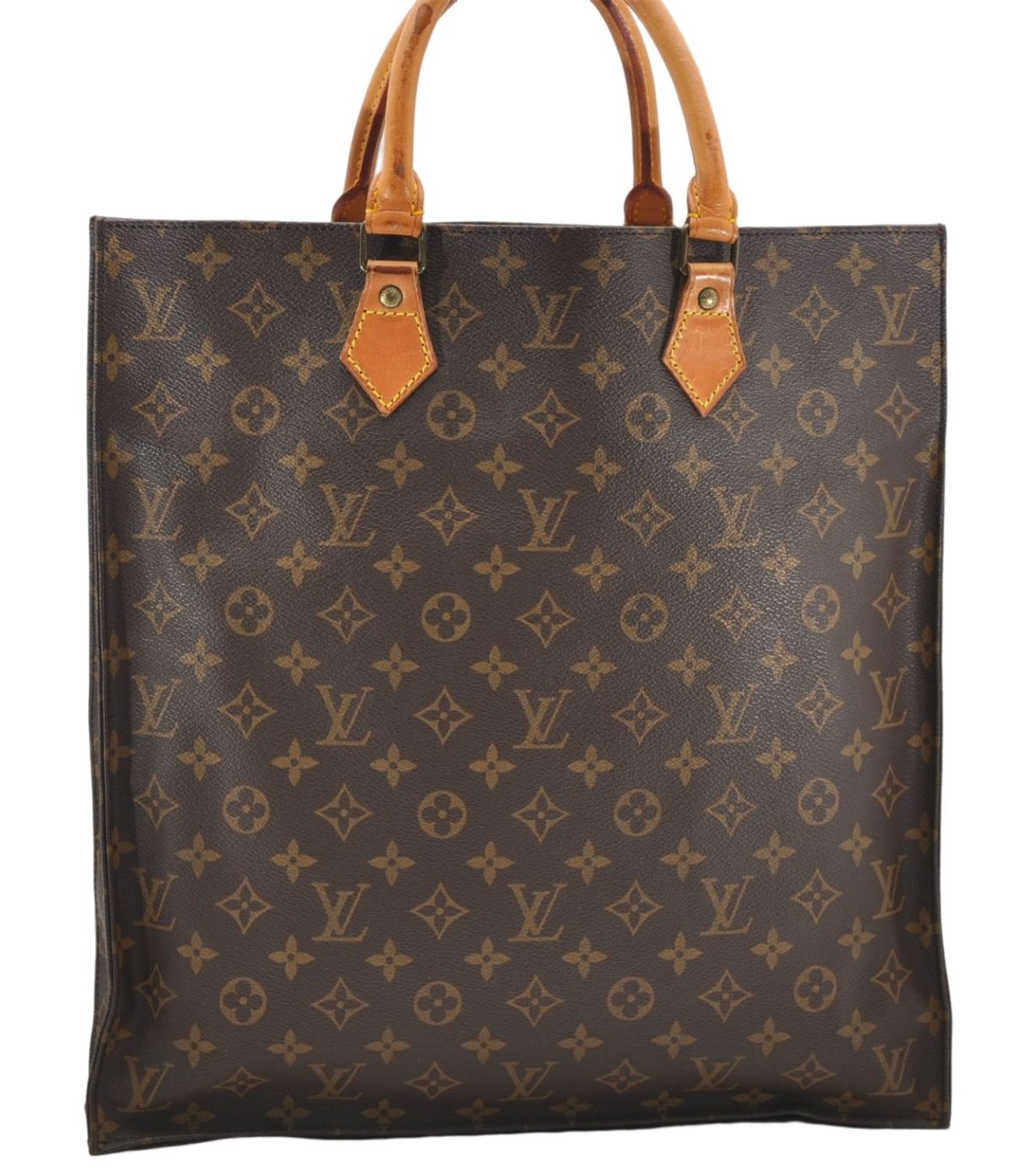 Authentic Louis Vuitton Monogram Sac Plat Hand Bag M51140 LV 8308D