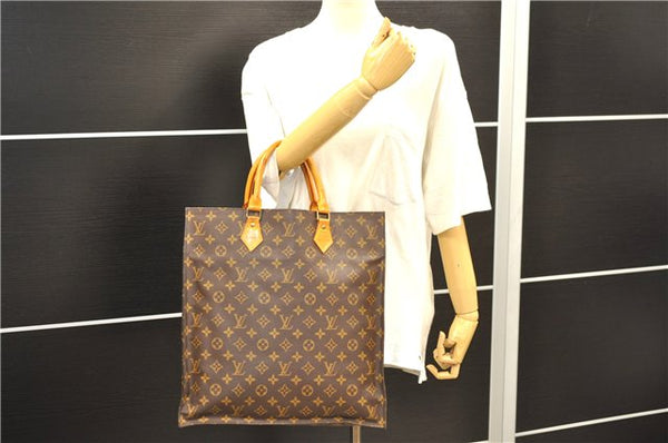 Authentic Louis Vuitton Monogram Sac Plat Hand Bag M51140 LV 8308D