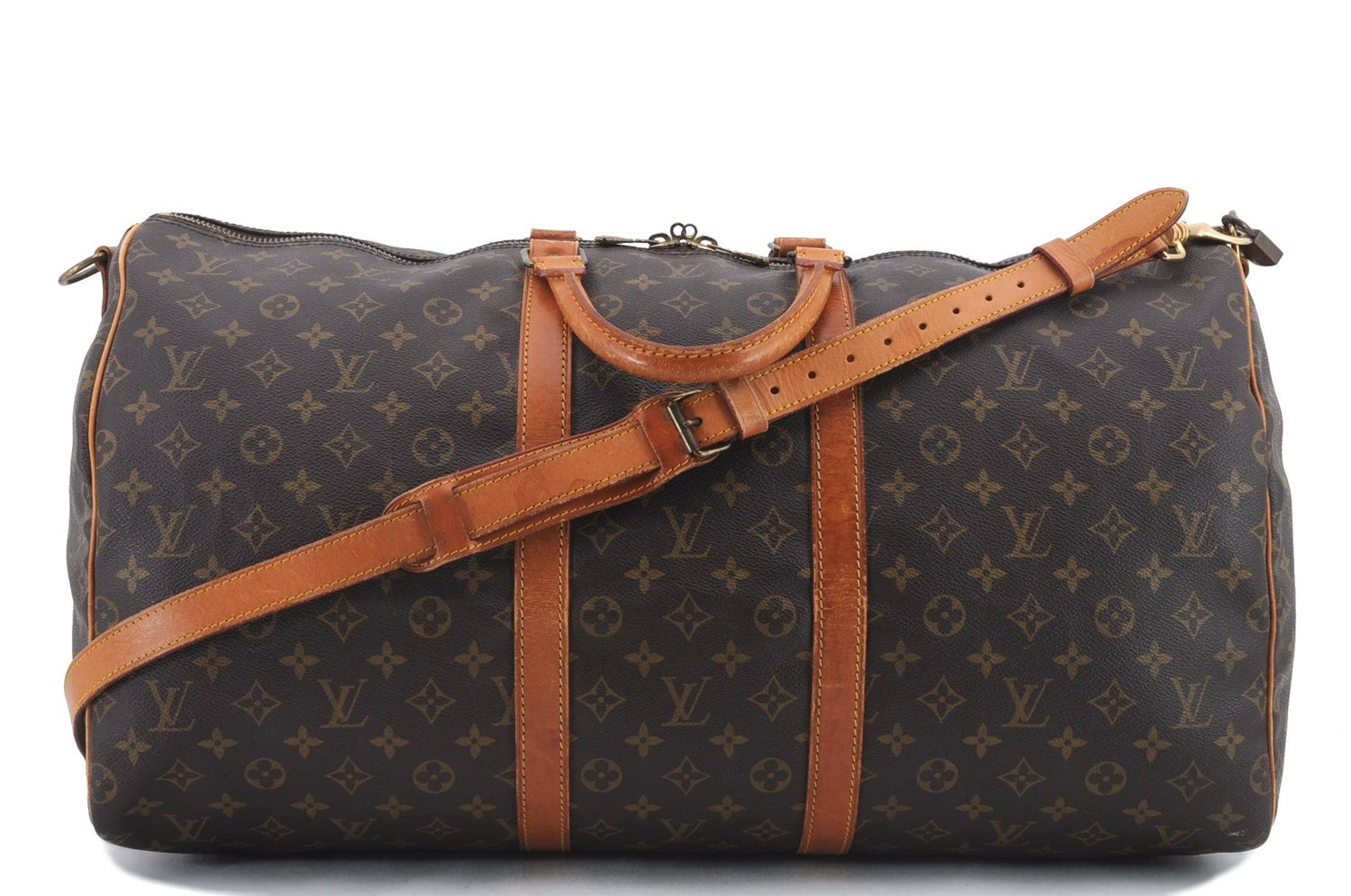 Auth Louis Vuitton Monogram Keepall Bandouliere 55 Boston Bag M41414 LV 8312C