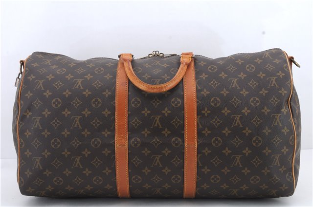 Auth Louis Vuitton Monogram Keepall Bandouliere 55 Boston Bag M41414 LV 8312C