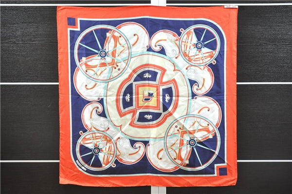 Authentic HERMES Carre 90 Scarf "WASHINGTON'S CARRIAGE" Silk Red 8318F