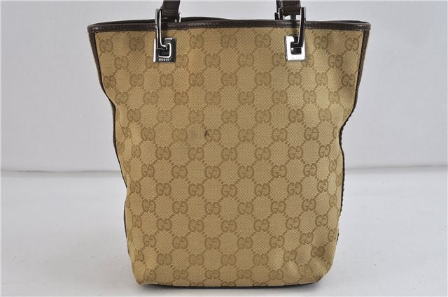 Authentic GUCCI Shoulder Hand Bag Purse GG Canvas Leather 31244 Beige 8322C