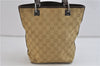 Authentic GUCCI Shoulder Hand Bag Purse GG Canvas Leather 31244 Beige 8322C