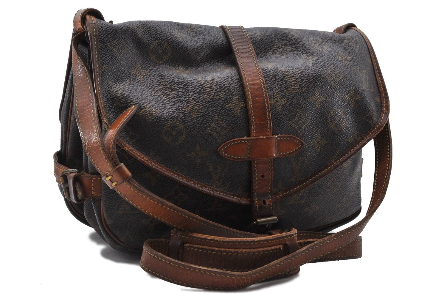 Auth LOUIS VUITTON Monogram Saumur 30 Shoulder Cross Body Bag M42256 LV 8329C