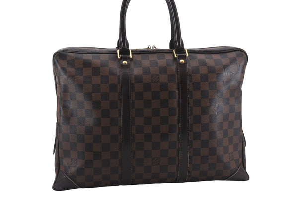 Authentic Louis Vuitton Damier Porte Documents Voyage Briefcase N41124 LV 8340D