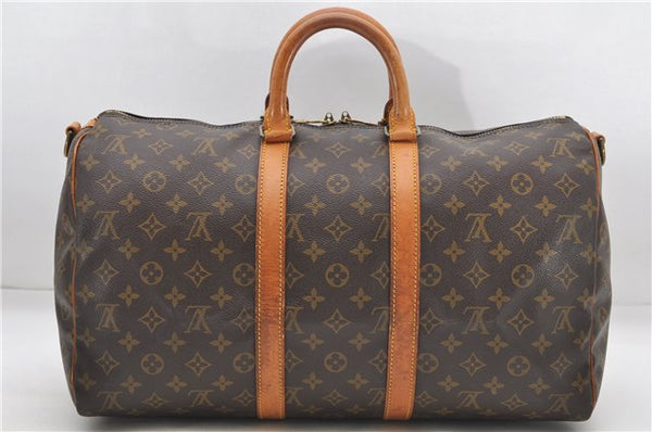 Auth Louis Vuitton Monogram Keepall Bandouliere 45 Boston Bag M41418 LV 8359D