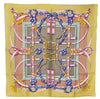 Authentic HERMES Carre 90 Scarf "Grand Manage" Silk Yellow Gray 8371E