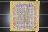 Authentic HERMES Carre 90 Scarf "Grand Manage" Silk Yellow Gray 8371E