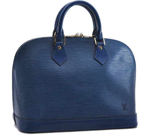 Authentic LOUIS VUITTON Epi Alma PM Hand Bag Purse Blue M52145 LV 8375C