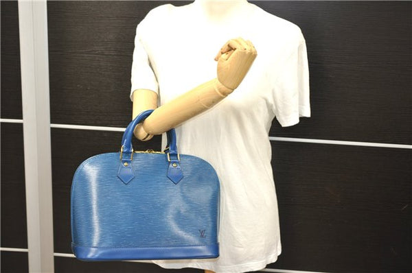 Authentic LOUIS VUITTON Epi Alma PM Hand Bag Purse Blue M52145 LV 8375C