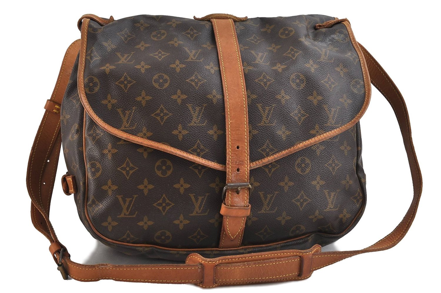 Auth LOUIS VUITTON Monogram Saumur 35 Shoulder Cross Body Bag M42254 LV 8377C