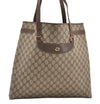 Authentic GUCCI Vintage Shoulder Tote Bag GG PVC Leather Brown 8384F