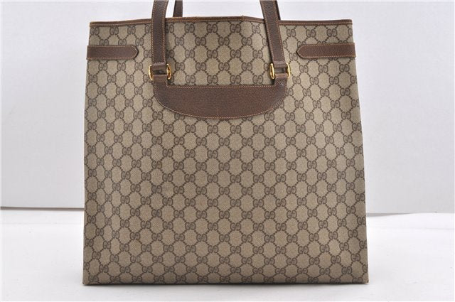 Authentic GUCCI Vintage Shoulder Tote Bag GG PVC Leather Brown 8384F