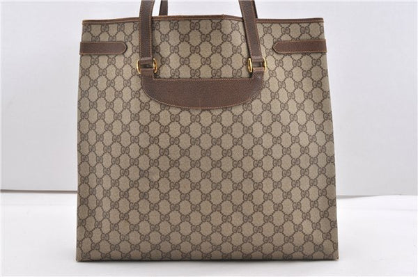 Authentic GUCCI Vintage Shoulder Tote Bag GG PVC Leather Brown 8384F