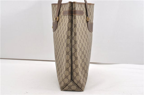 Authentic GUCCI Vintage Shoulder Tote Bag GG PVC Leather Brown 8384F