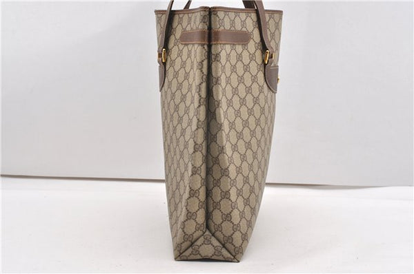 Authentic GUCCI Vintage Shoulder Tote Bag GG PVC Leather Brown 8384F
