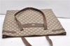 Authentic GUCCI Vintage Shoulder Tote Bag GG PVC Leather Brown 8384F