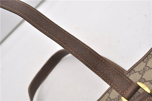 Authentic GUCCI Vintage Shoulder Tote Bag GG PVC Leather Brown 8384F