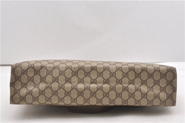Authentic GUCCI Vintage Shoulder Tote Bag GG PVC Leather Brown 8384F