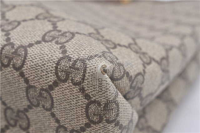 Authentic GUCCI Vintage Shoulder Tote Bag GG PVC Leather Brown 8384F