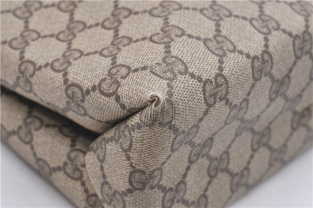 Authentic GUCCI Vintage Shoulder Tote Bag GG PVC Leather Brown 8384F