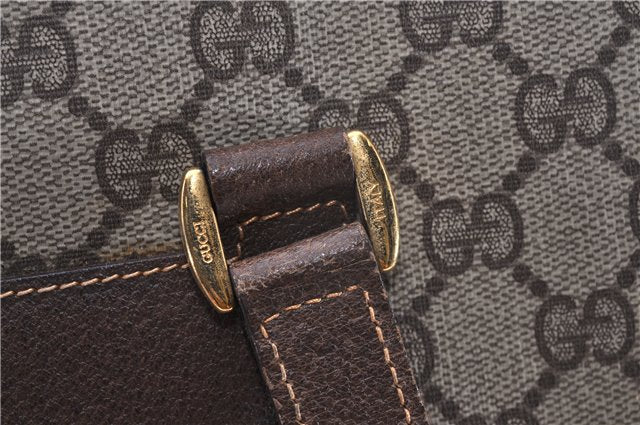 Authentic GUCCI Vintage Shoulder Tote Bag GG PVC Leather Brown 8384F