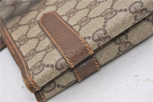 Authentic GUCCI Vintage Shoulder Tote Bag GG PVC Leather Brown 8384F