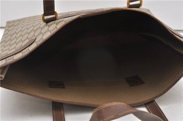 Authentic GUCCI Vintage Shoulder Tote Bag GG PVC Leather Brown 8384F