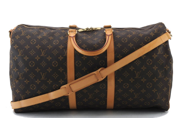 Auth LOUIS VUITTON Monogram Keepall Bandouliere 55 Boston Bag M41414 LV 8386C